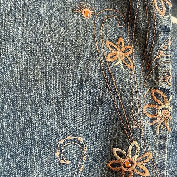 Y2K Faded Glory Floral Embroidered Bootcut Jeans 22W NWT Boho Festival Feminine - Picture 4 of 7
